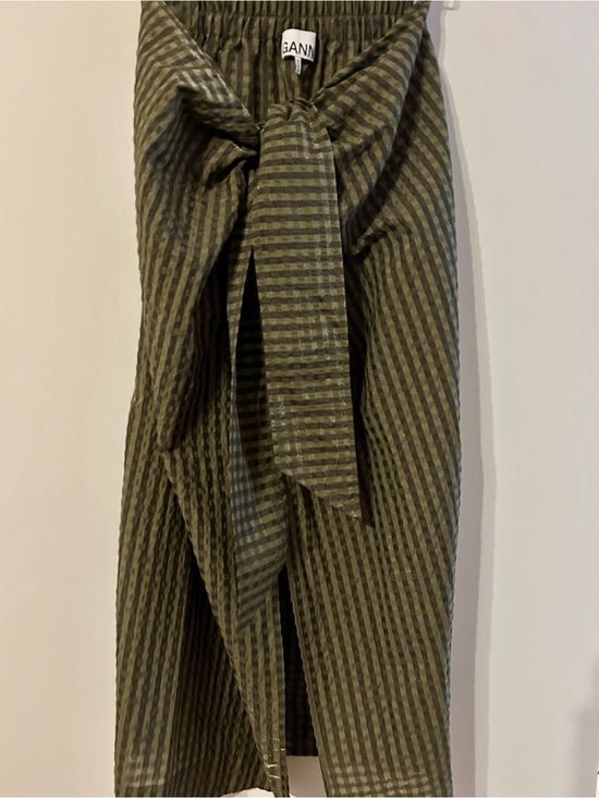 Ganni Dresses & Skirts - GANNI ‘Kalamata’ Pre-Fall ‘20 Seersucker Midi Skirt with Wrap Effect NWOT SZ 40